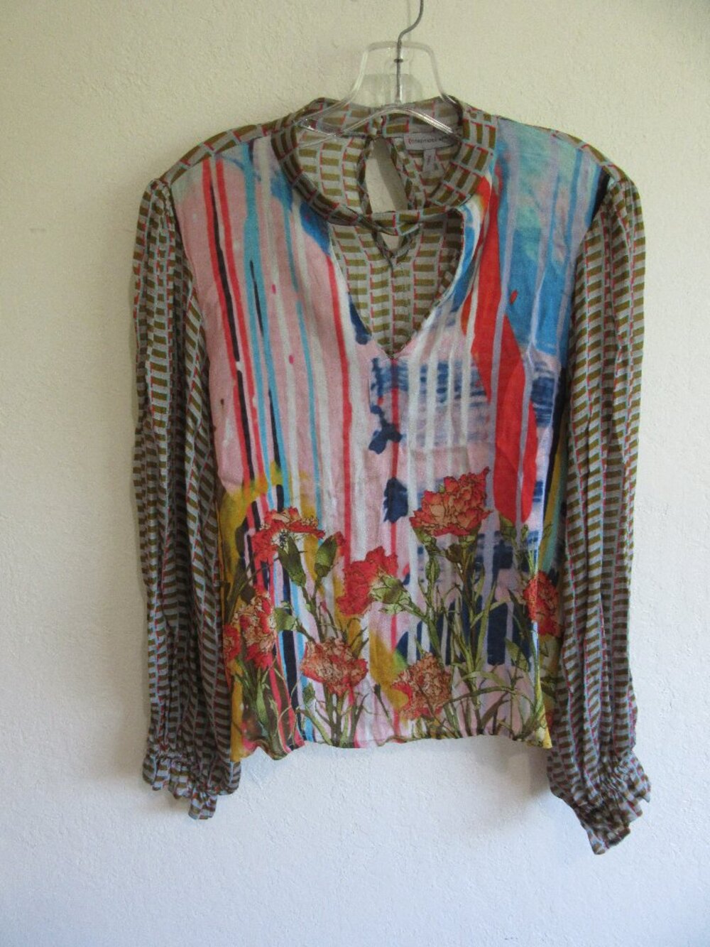Anthropologie Conditions Apply S Retro Long Sleeve Peasant Boho Colorful Blouse